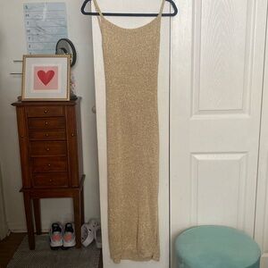 Missy Empire Skylar gold Metallic knit midi dress summer